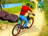 Uphill offroad bicycle rider