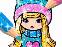 Girls coloring book glitter