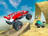 Mega ramp monster truck race